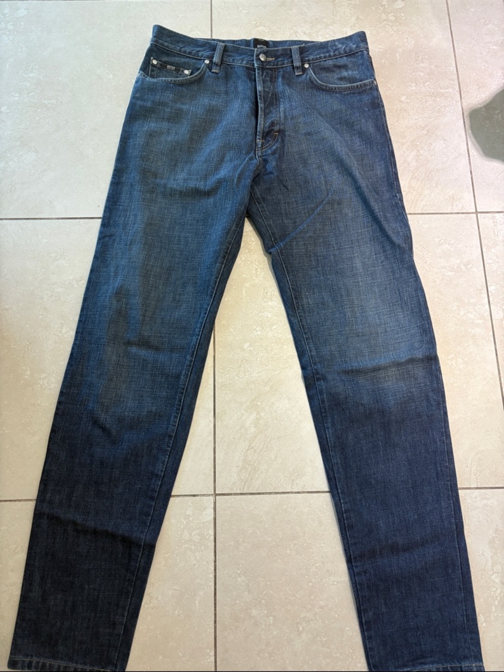 Hugo Boss Men's Dark Blue Straight Jeans